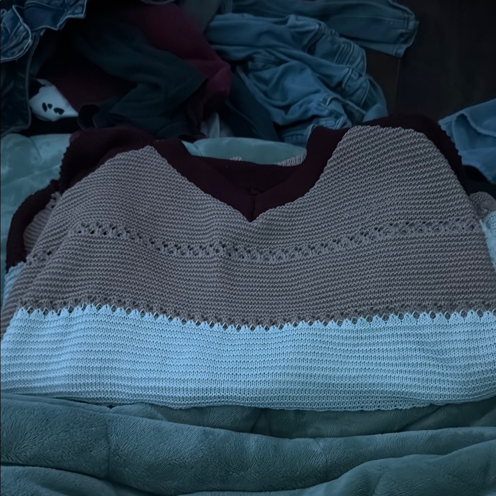 Elegant Knit Sweater - Brown and Cream